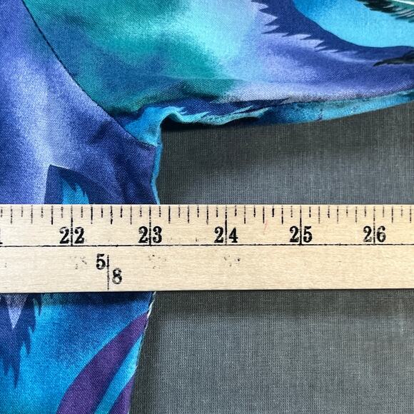 Vintage Roper Shirt Mens Large 16.5 Blue Feather Print Tropical Hawaiian Beach - Picture 8 of 8